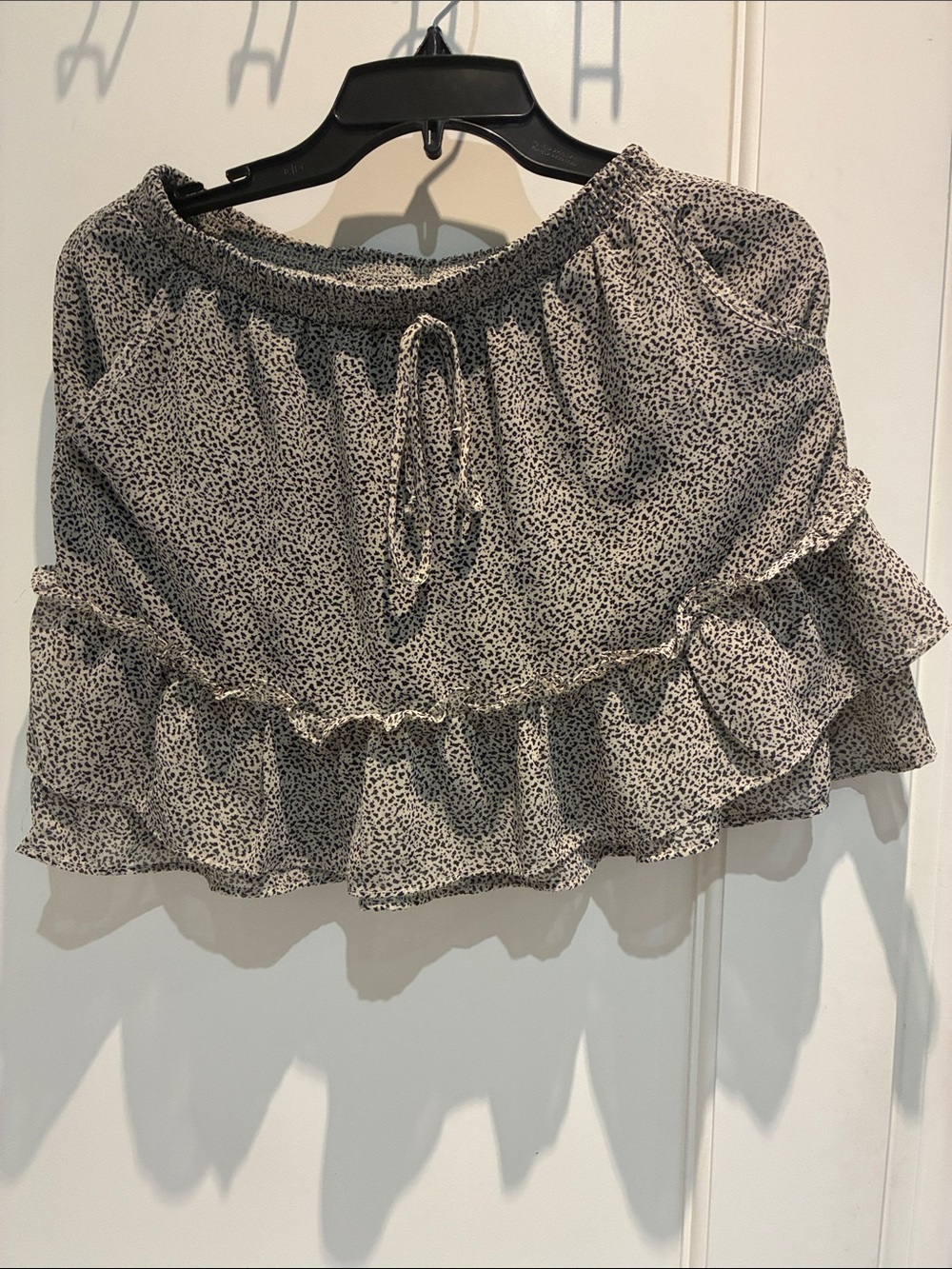 Sienna Sky Ruffled Mini Skater Skirt - Black Speckle